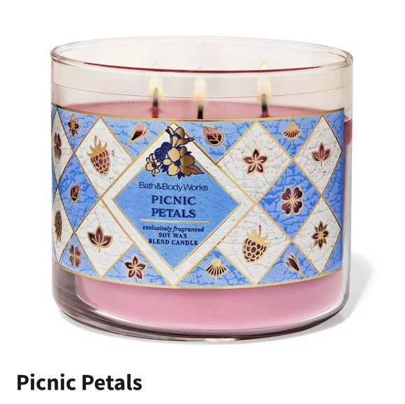 🛍BOGO 50% OFF 🍽💐🕯NWT‼️ Bath & Body Works "Picnic Petals" 3-wick Candle - Picture 5 of 10